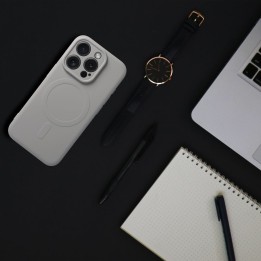Case for iPhone 18 Pro / 17 Pro Silicone Mag Cover compatible with MagSafe (camera protection) silver