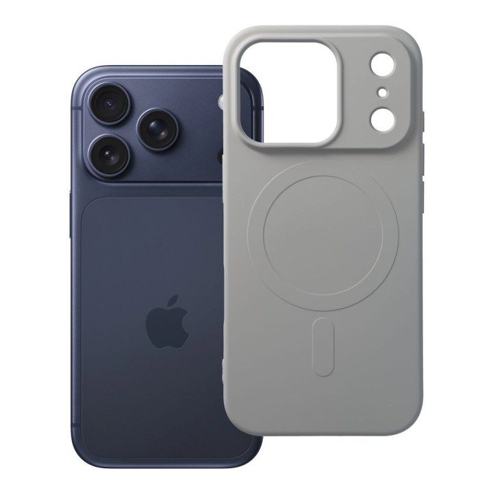 Чохол для iPhone 18 Pro / 17 Pro Silicone Mag Cover сумісний із MagSafe (big hole) сріблястий
