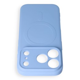 Case for iPhone 18 Pro / 17 Pro Silicone Mag Cover compatible with MagSafe (camera protection) light blue