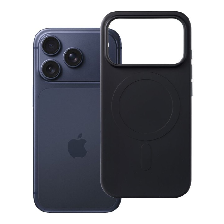 Case for iPhone 18 Pro / 17 Pro Silicone Mag Cover compatible with MagSafe (big hole) black