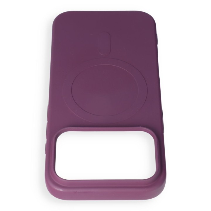 Case for iPhone 18 Pro / 17 Pro Silicone Mag Cover compatible with MagSafe (big hole) burgundy