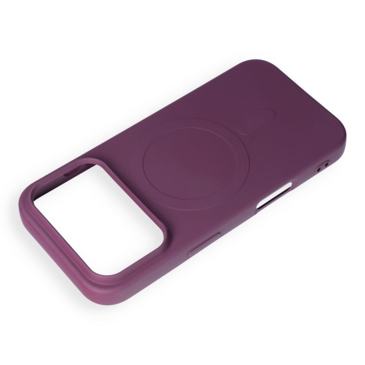 Case for iPhone 18 Pro / 17 Pro Silicone Mag Cover compatible with MagSafe (big hole) burgundy