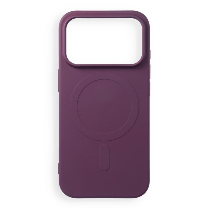 Case for iPhone 18 Pro / 17 Pro Silicone Mag Cover compatible with MagSafe (big hole) burgundy