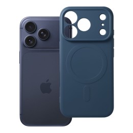 Case for iPhone 18 Pro / 17 Pro Silicone Mag Cover MagSafe compatible (camera protection) navy blue