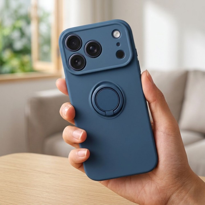 Чехол для iPhone 18 Pro / 17 Pro Silicone Ring темно-синий