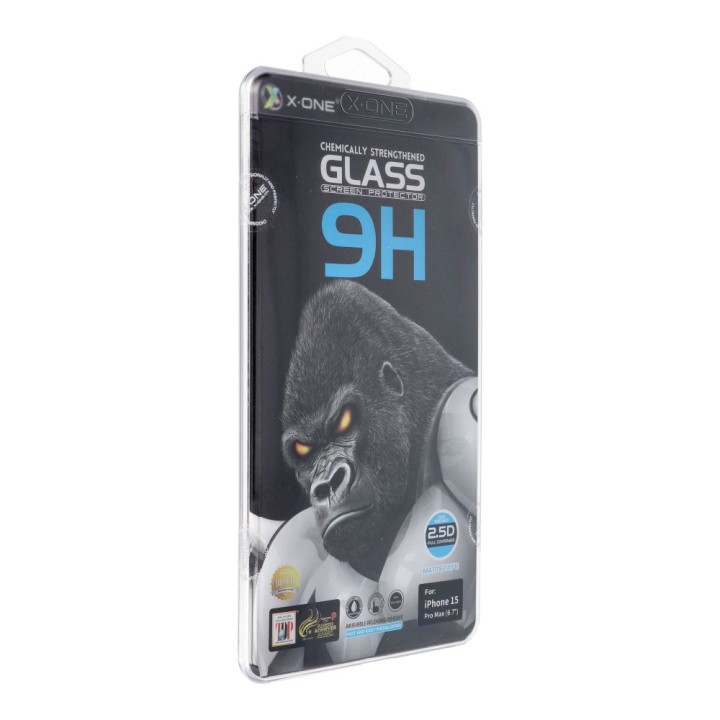 Szkło hartowane do iPhone 15 PRO MAX X-One Full Cover Extra Strong Matowe (full glue) czarne