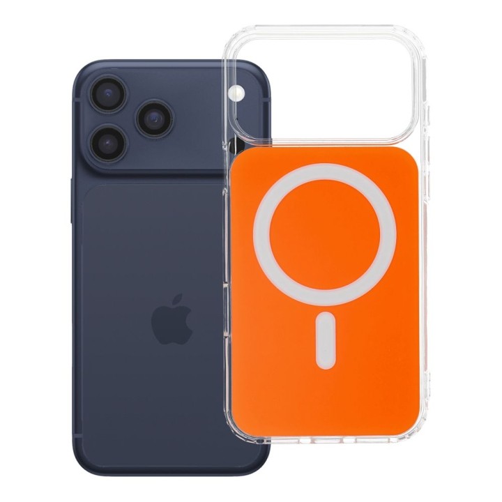 Case for iPhone 18 Pro Max / 17 Pro Max Clear Fusion Mag Cover compatible with MagSafe hermes orange