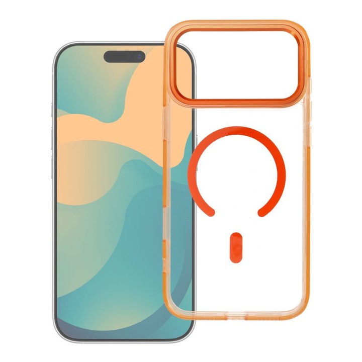 Case for iPhone 18 Pro Max / 17 Pro Max Frame Clear Hybrid Mag Cover compatible with MagSafe orange