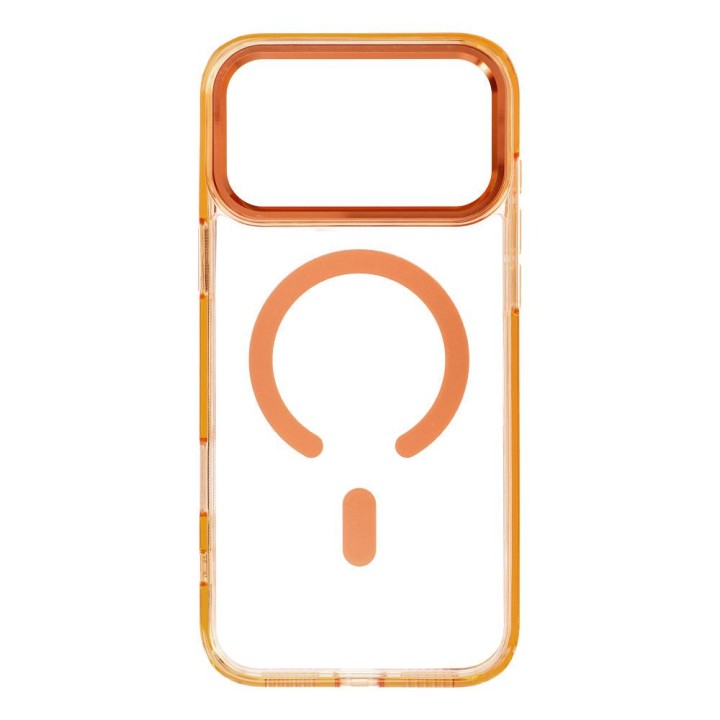 Case for iPhone 18 Pro Max / 17 Pro Max Frame Clear Hybrid Mag Cover MagSafe compatible orange