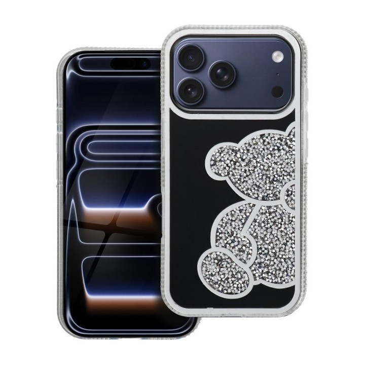 Etui na iPhone 18 Pro Max / 17 Pro Max Teddy Bear srebrne