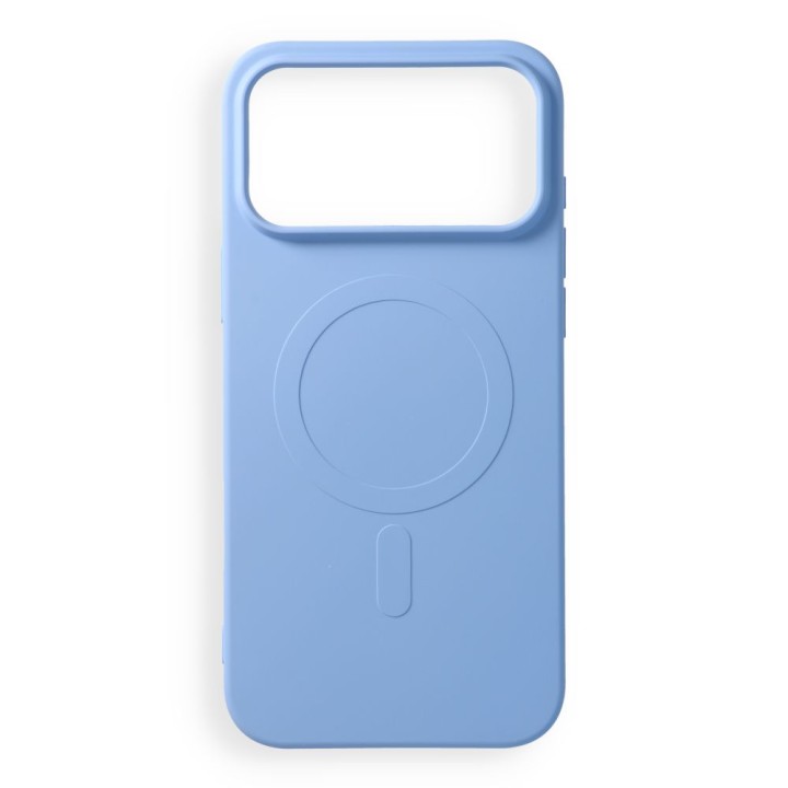 Чехол для iPhone 18 Pro Max / 17 Pro Max Silicone Mag Cover совместимый с MagSafe (big hole) голубой