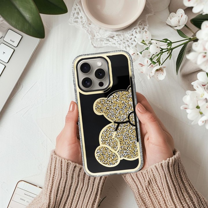 Etui na iPhone 18 Pro Max / 17 Pro Max Teddy Bear złote