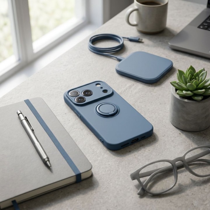 Case for iPhone 18 Pro Max / 17 Pro Max Silicone Ring navy blue