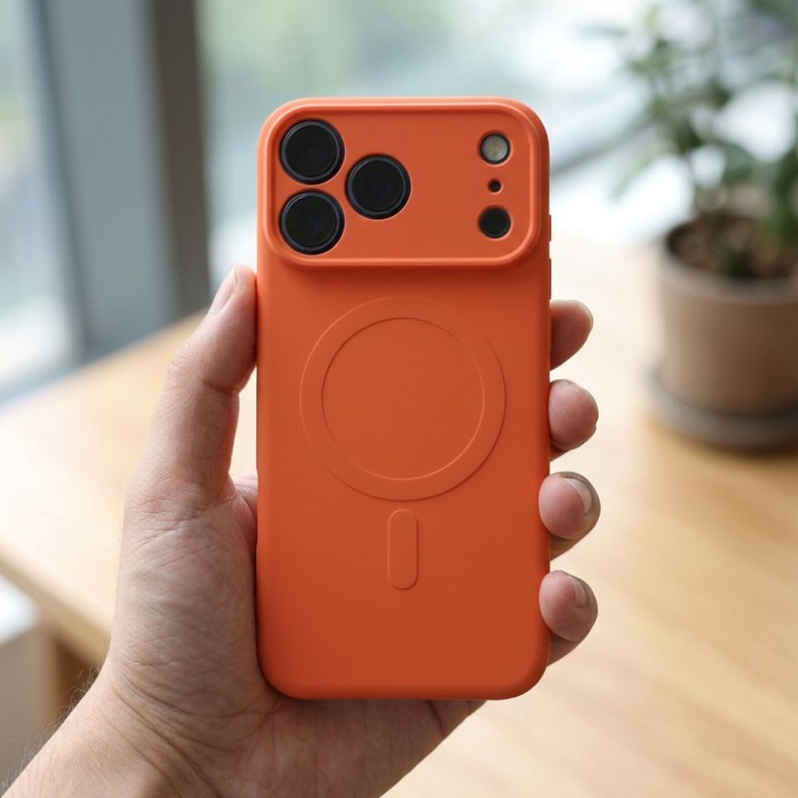 Чохол для iPhone 18 Pro Max / 17 Pro Max Silicone Mag Cover сумісний із MagSafe (big hole) помаранчевий