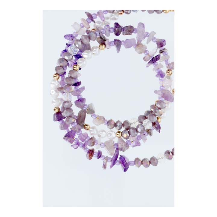 Phone lanyard, charm for phone - STONE / cord length 82cm (41cm in a loop) / neck - purple