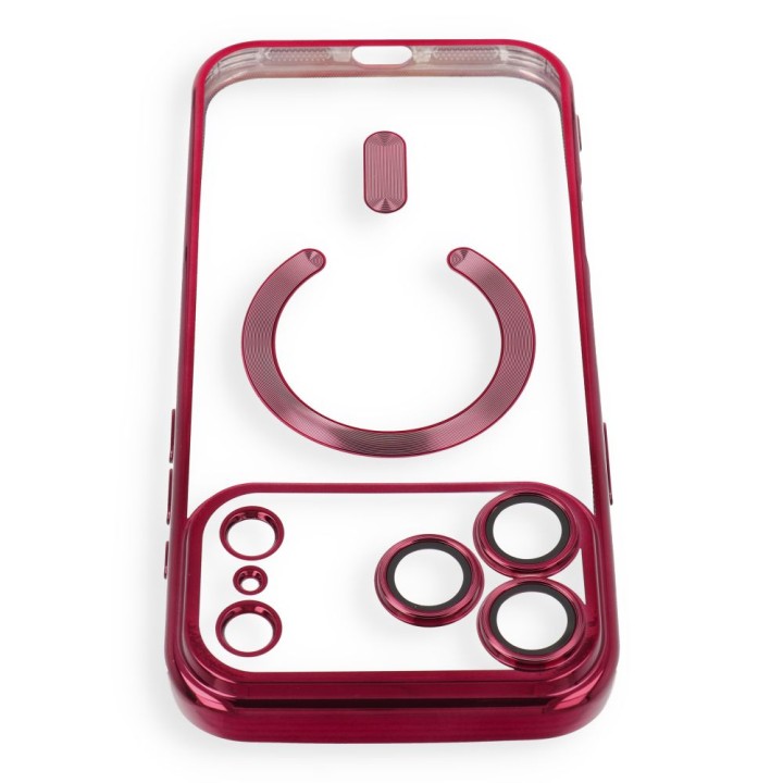 Case for iPhone 18 Pro / 17 Pro Electro Mag Cover compatible with MagSafe burgundy