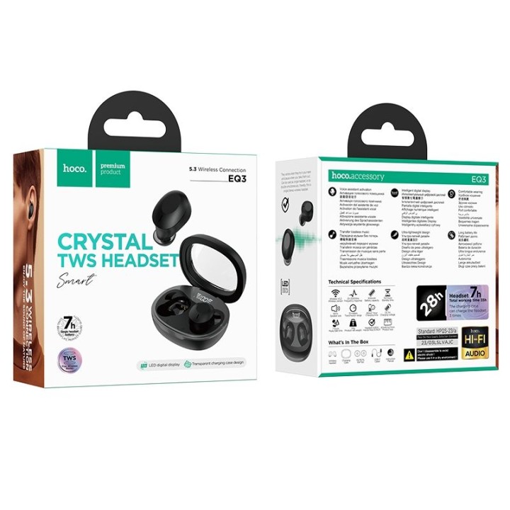 Wireless headphones in-ear Hoco TWS EQ3 black