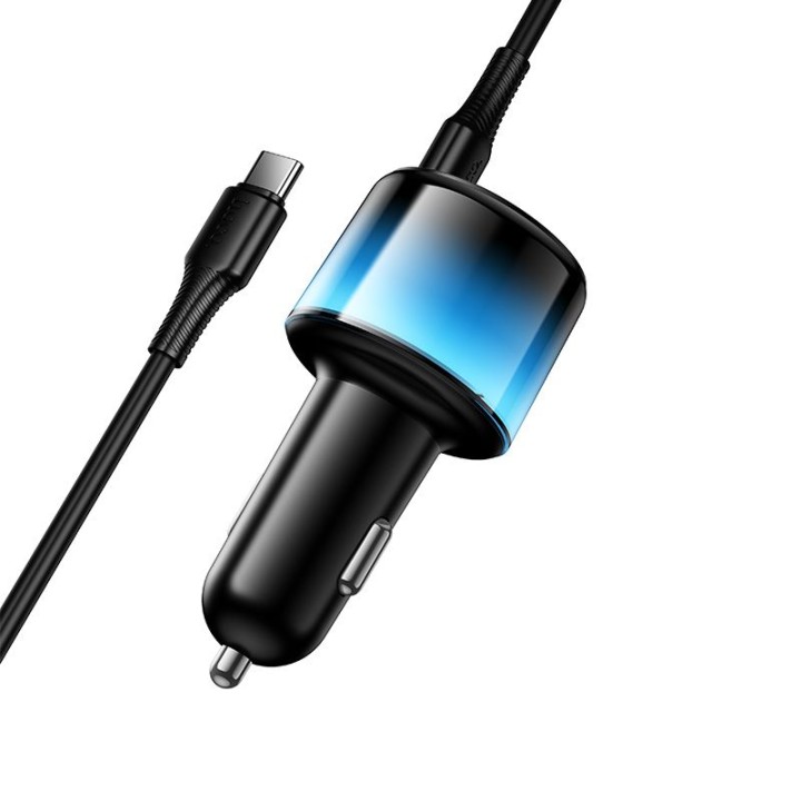 Автомобільний зарядний пристрій Hoco USB A + 2x USB C QC3.0 PD 37W + кабель USB C для C Z69A чорний