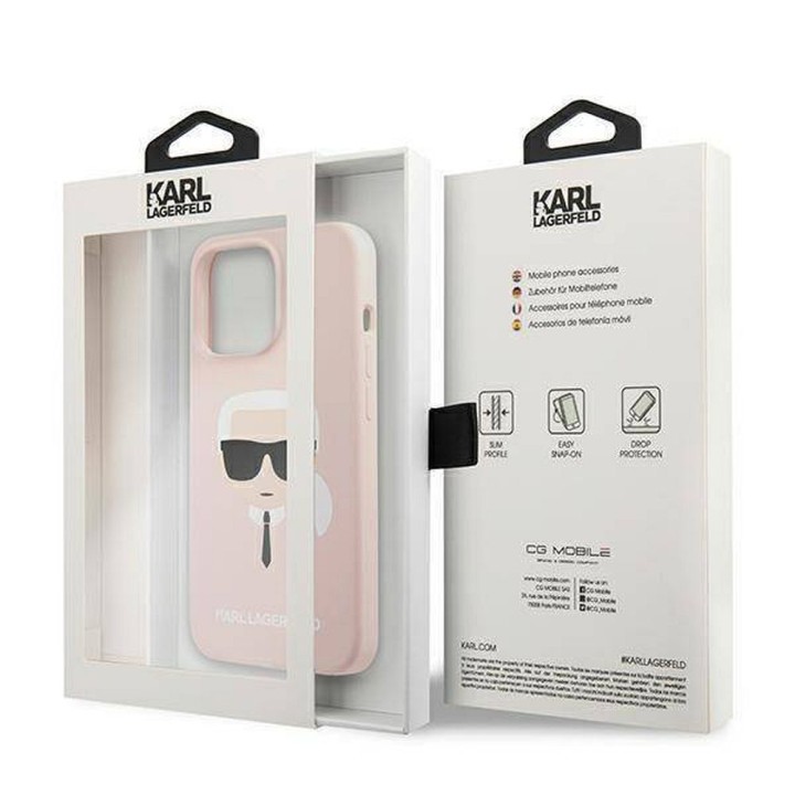 KARL LAGERFELD чехол для IPHONE 13 Pro KLHCP13LSLKHLP (Silicone K. Head) розовый