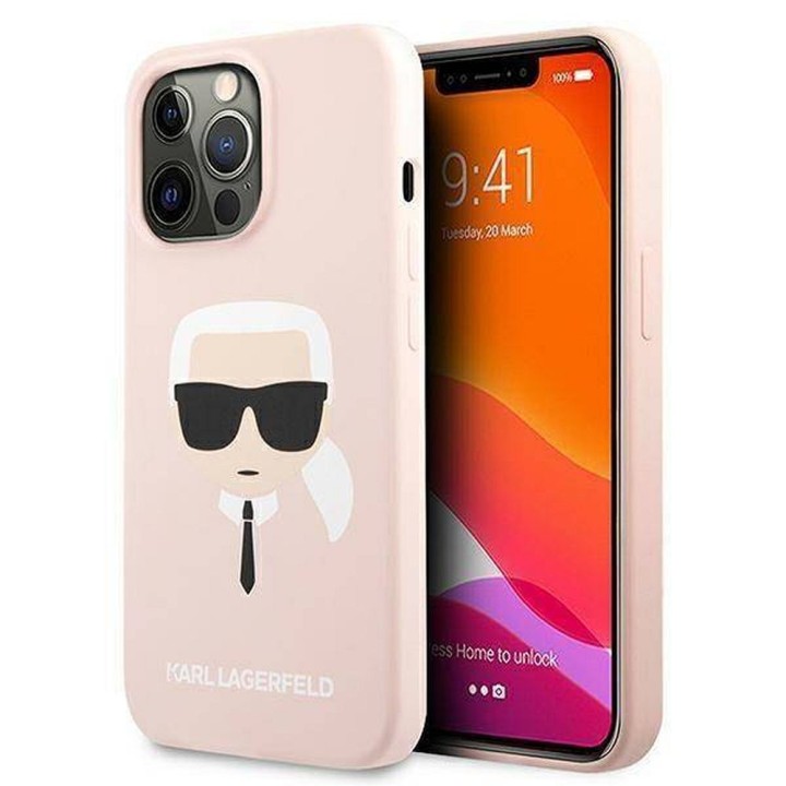 KARL LAGERFELD case for IPHONE 13 Pro KLHCP13LSLKHLP (Silicone K. Head) pink