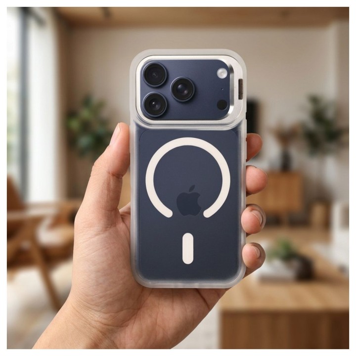 Case for iPhone 18 Pro / 17 Pro Forcell F-Protect Shadow Stand Premium compatible with MagSafe silver 0INT