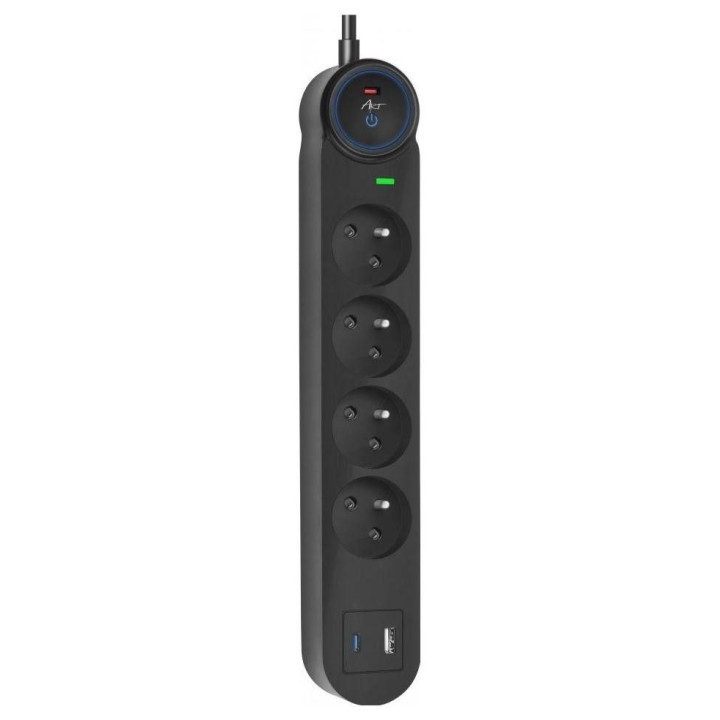 Power strip 4 socket + USB A + USB C Art FU910 1,5 m black