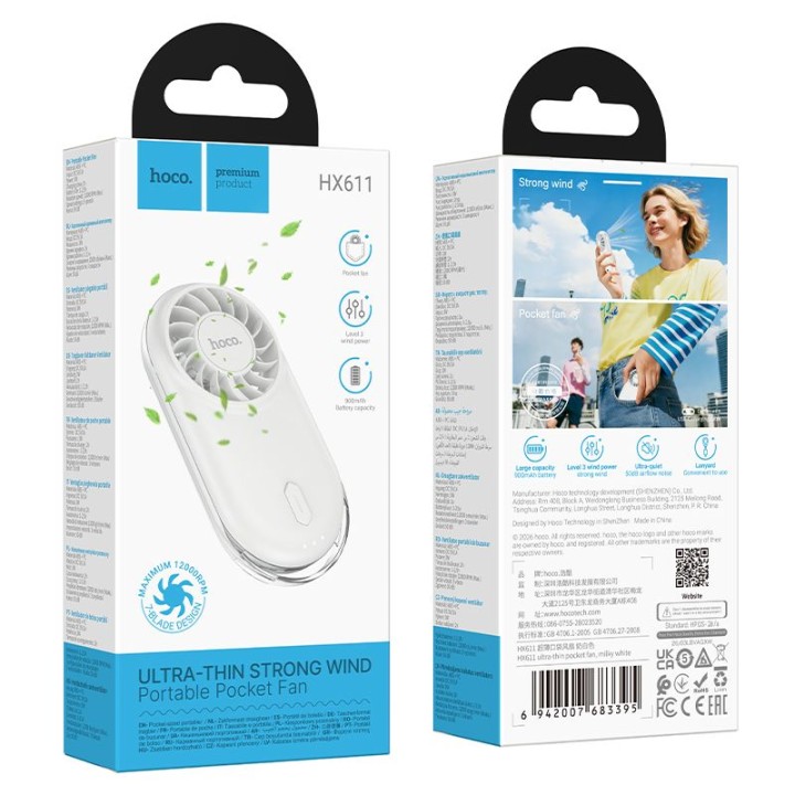 Fan / wiatrak portable mini Hoco HX611 white