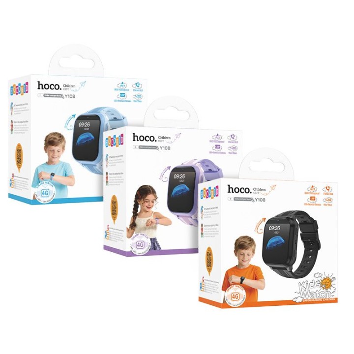 Smartwatch for kids 1,69" 4G GPS with function calls Hoco Y108 black