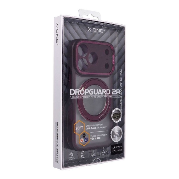 Чохол X-ONE Dropguard 2S (stand edition) сумісний із MagSafe для iPhone 18 Pro / 17 Pro бордовий 0INT
