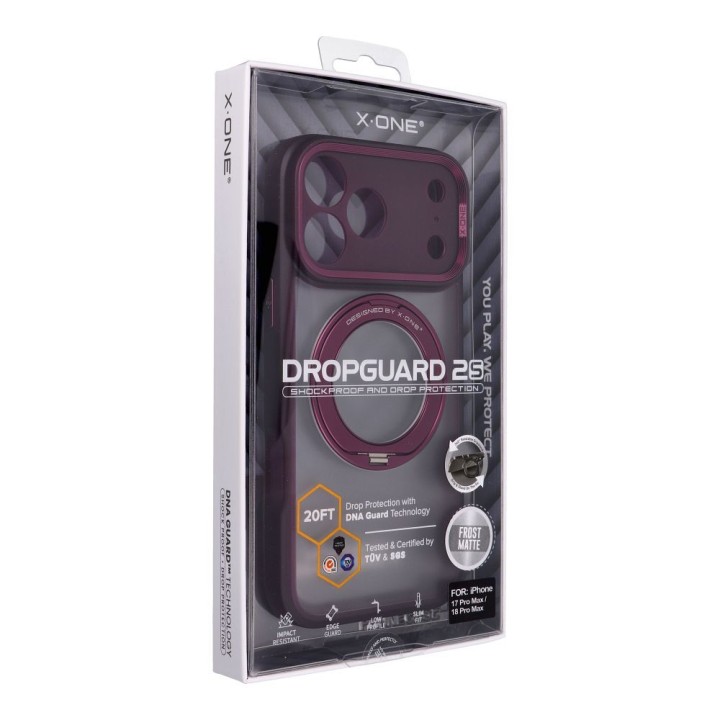 Чохол X-ONE Dropguard 2S (stand edition) сумісний із MagSafe для iPhone 18 Pro Max / 17 Pro Max бордовий 0INT