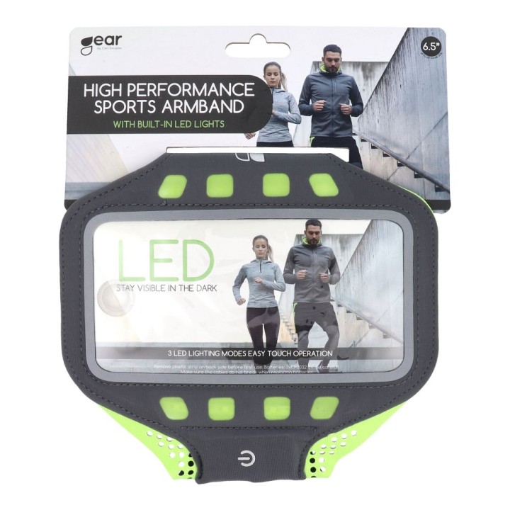 Чохол спортивний на плече (4,7" - 6,1") з підсвіткою LED GEAR Sport ArmBand LED XL чорний