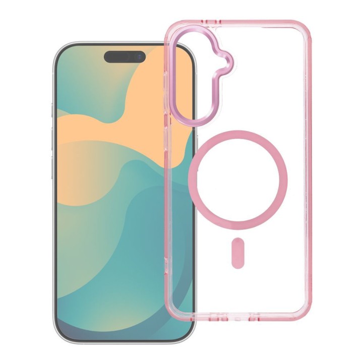 Чохол для Samsung S26 FE / S25 FE Frame Clear Hybrid Mag Cover сумісний із MagSafe пудрово-рожевий