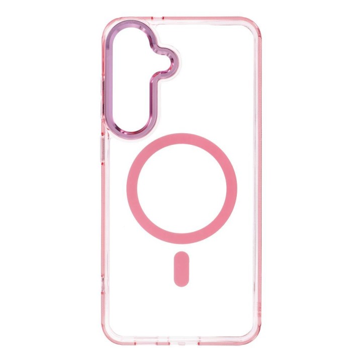 Чохол для Samsung S26 FE / S25 FE Frame Clear Hybrid Mag Cover сумісний із MagSafe пудрово-рожевий