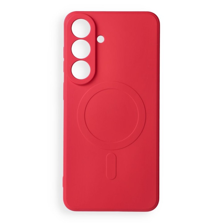 Чохол для Samsung S26 FE Silicone Mag Cover сумісний із MagSafe (camera protection) червоний