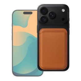 Case for card magnetic compatible with Magsafe MagWallet brown