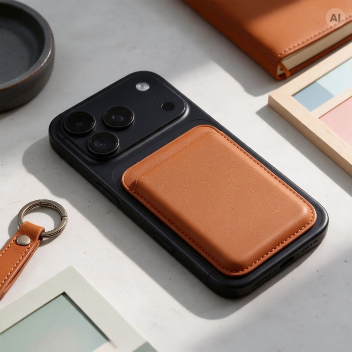Magnetic card case compatible with MagSafe MagWallet brown