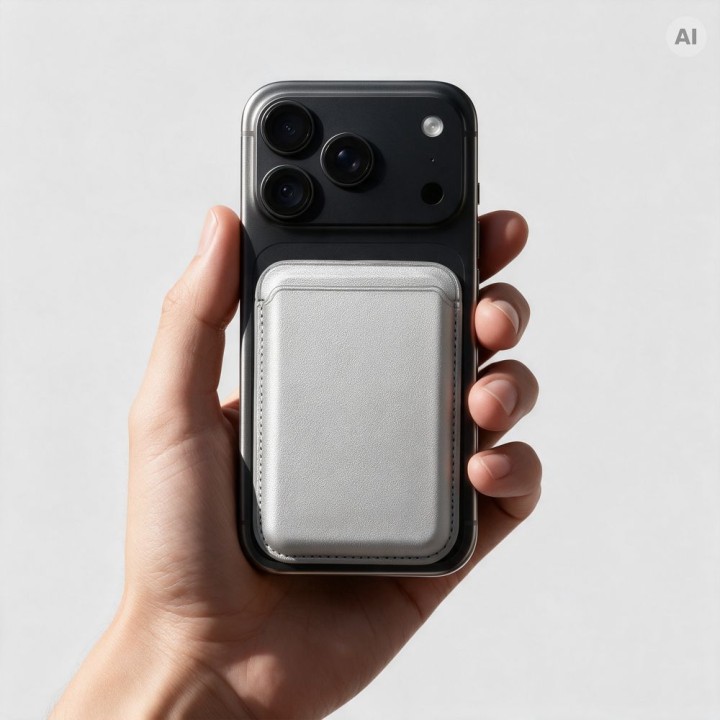Case for card magnetic compatible with Magsafe MagWallet silver