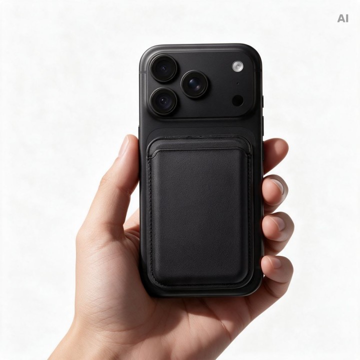 Case for card magnetic compatible with Magsafe MagWallet black
