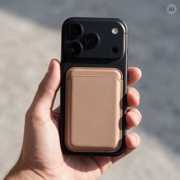 Magnetic card case compatible with MagSafe MagWallet gold