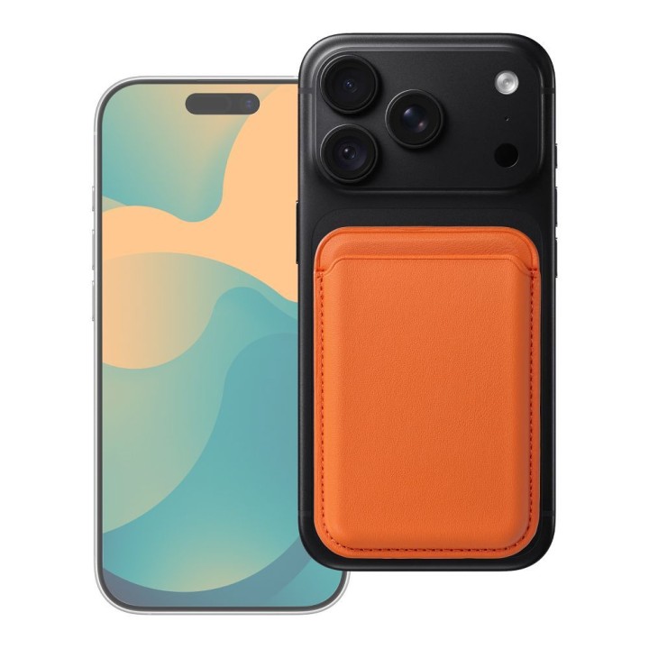 Magnetic card case compatible with MagSafe MagWallet orange