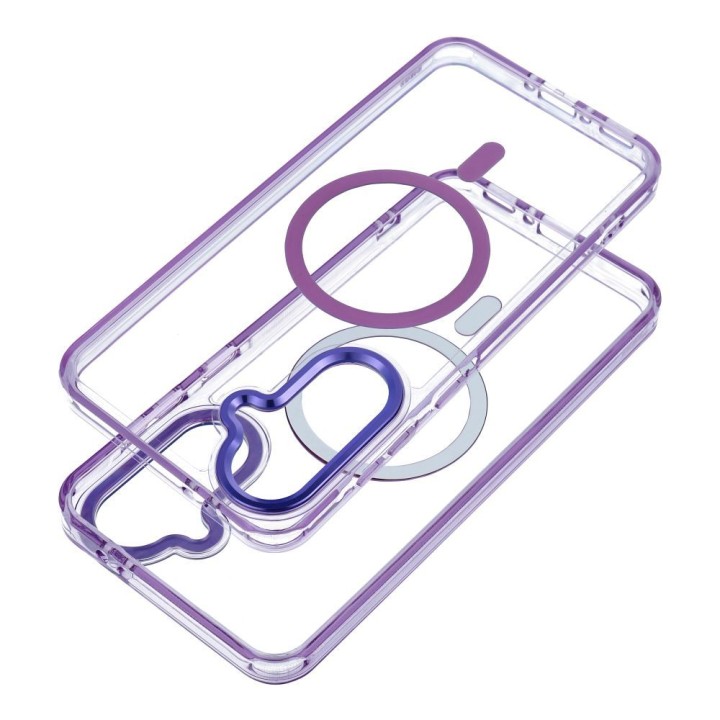 Etui na Samsung A07 / A08 Frame Clear Hybrid Mag Cover zgodny z MagSafe fioletowe