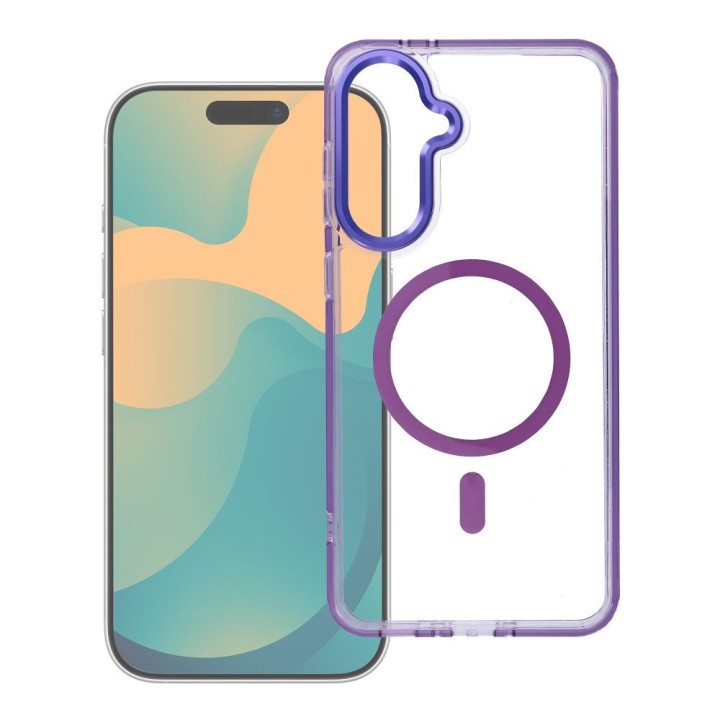 Чохол для Samsung A07 / A08 Frame Clear Hybrid Mag Cover сумісний із MagSafe фіолетовий