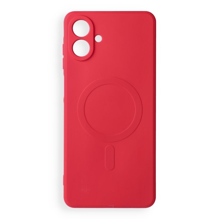 Case for Samsung A08 Silicone Mag Cover compatible with MagSafe (camera protection) red
