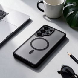 Чехол для Samsung S26 Forcell F-Protect Smoke Hybrid Premium Lite совместимый с MagSafe черный 0INT