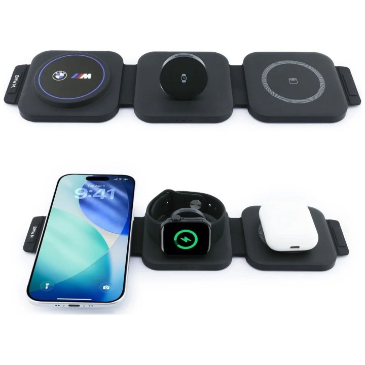 Wireless charger 3-in-1 BMW M Qi2 15W Print Logo blue