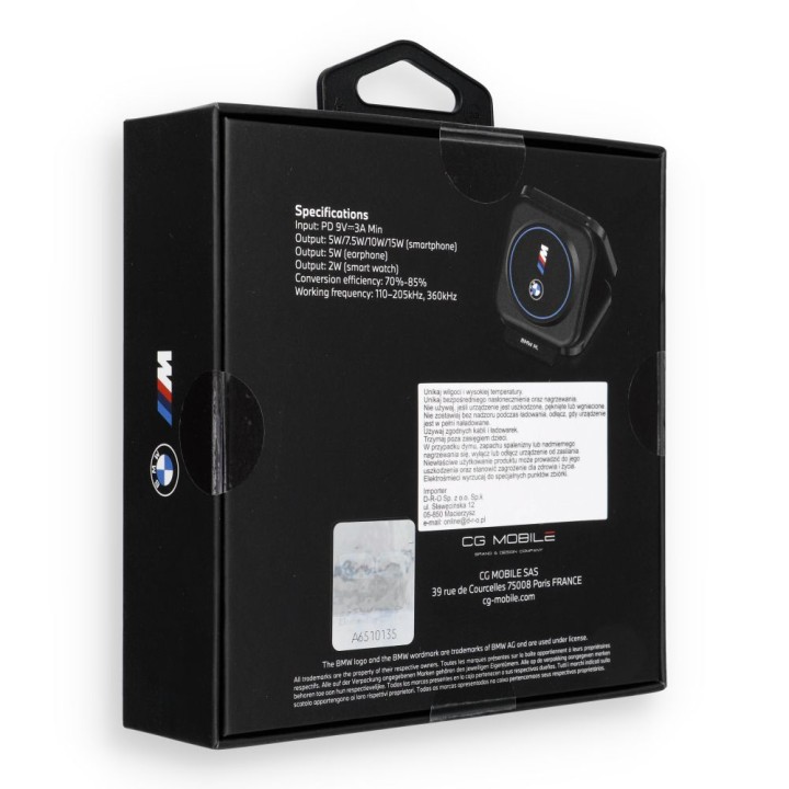 Wireless charger 3-in-1 BMW M Qi2 15W Print Logo blue