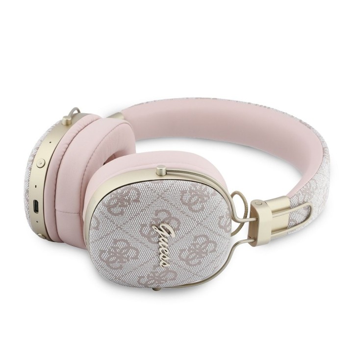 Wireless headphones on-ear Guess ENC Metal 4G Script Logo pink