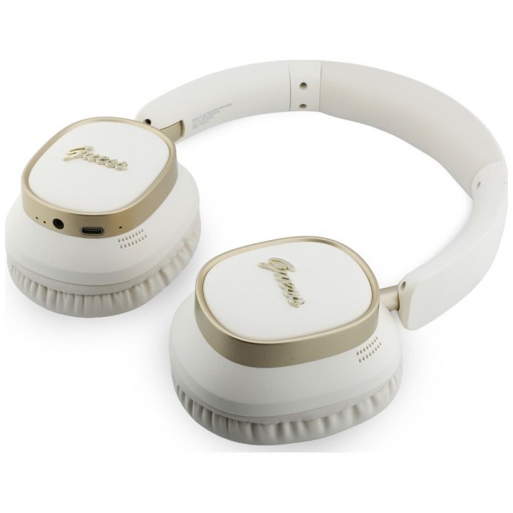 Wireless headphones on-ear Guess ENC Rectangle Metal Script white