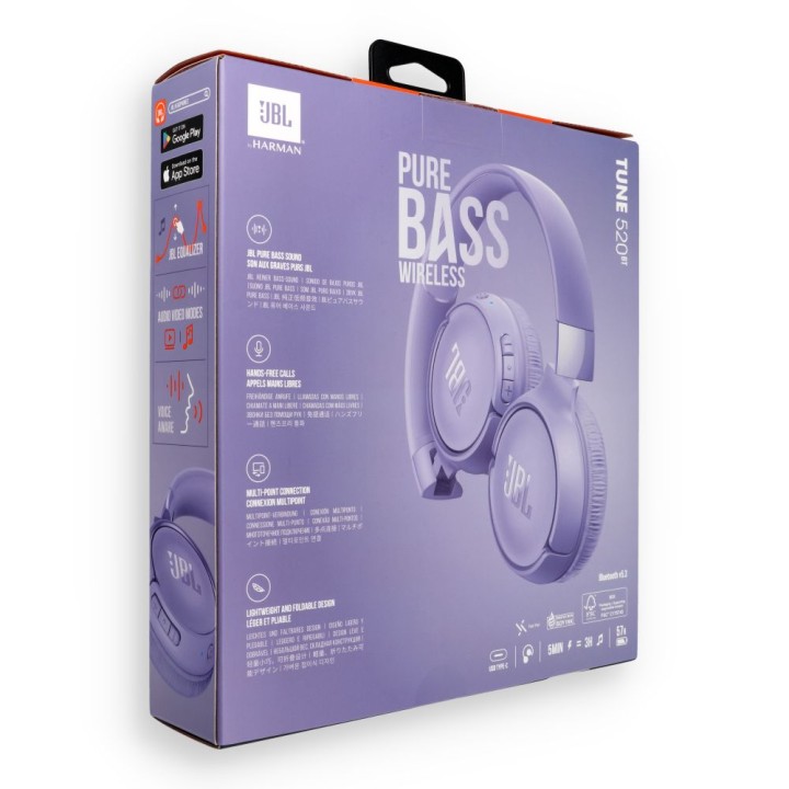 Wireless on-ear headphones JBL Tune 520BT purple