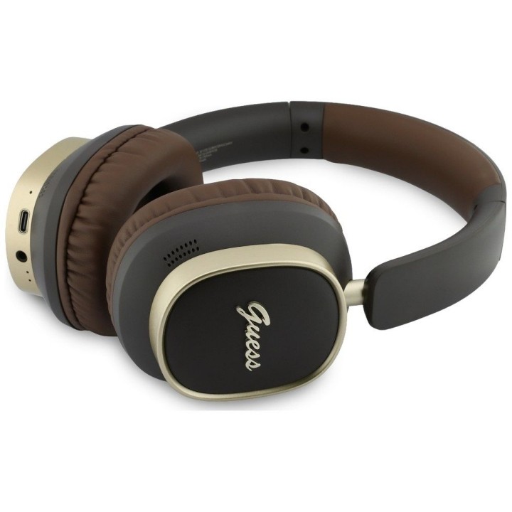 Wireless on-ear headphones Guess ENC Rectangle Metal Script brown